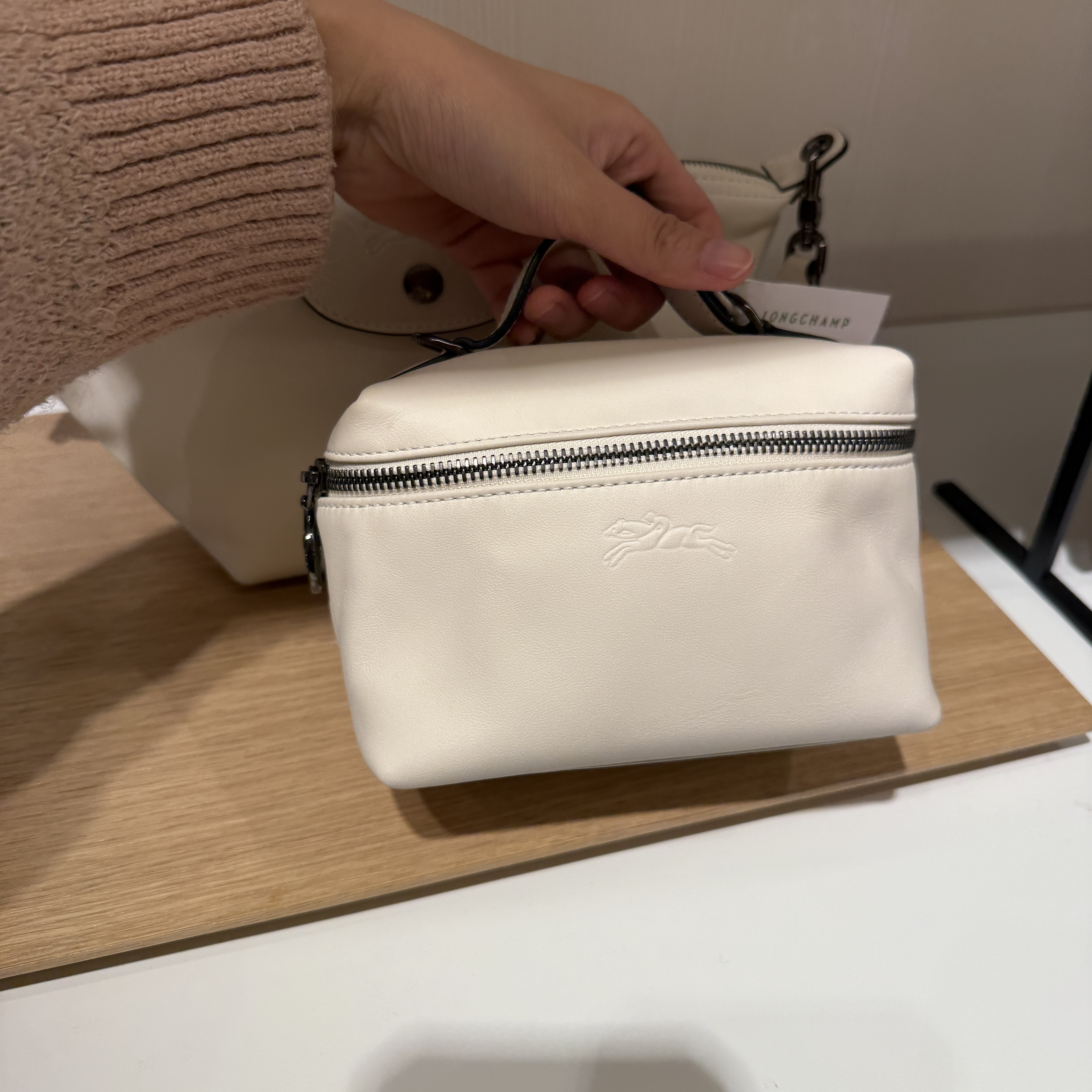 Longchamp xtra vanity case calfskin crossbody bag Cream 10187