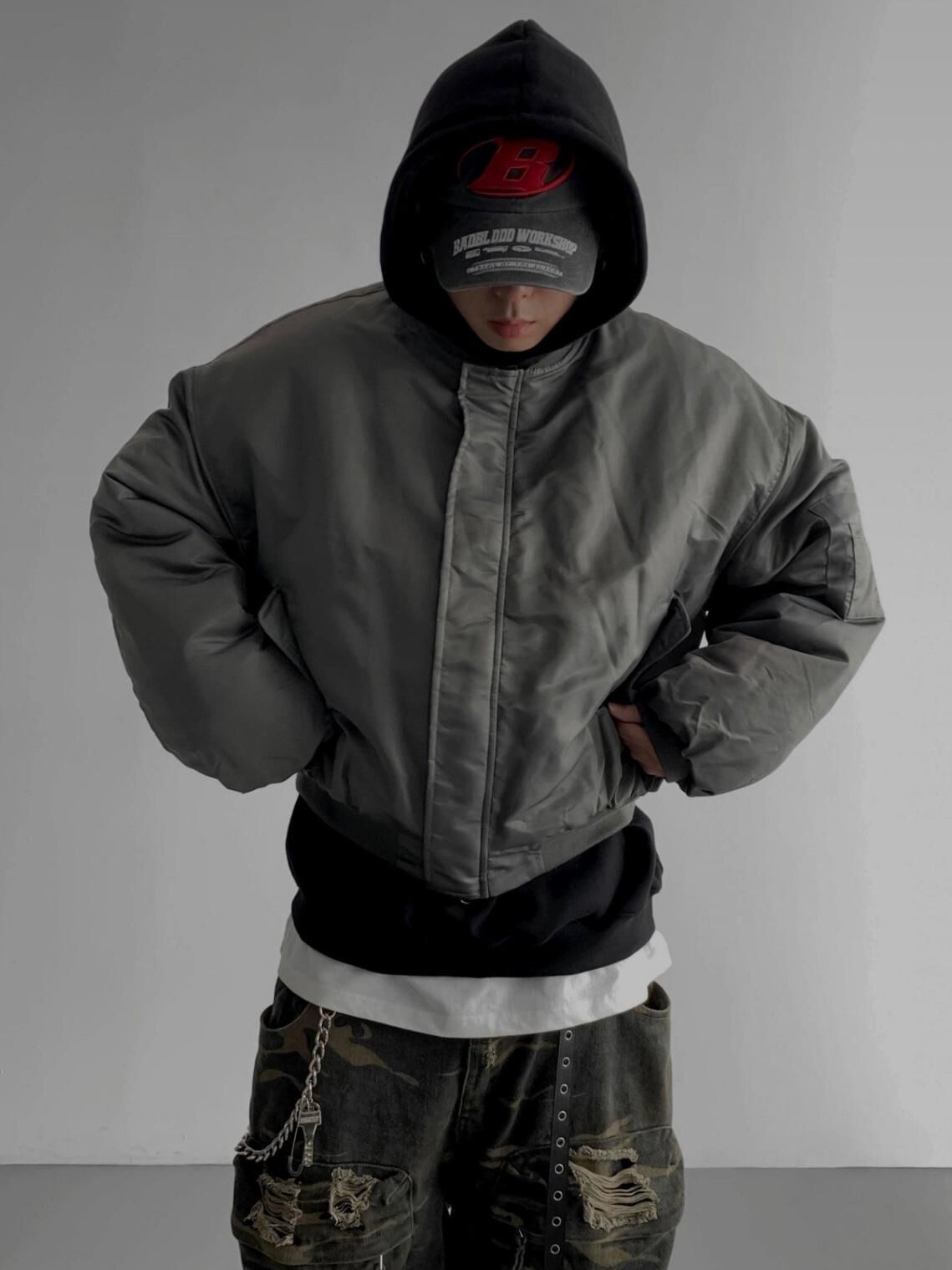 淨色拉鍊軍褸(薄夾棉) WD-196JK