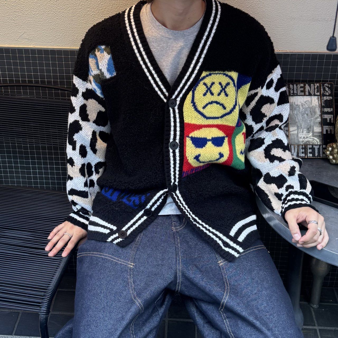 圖案開胸針織外套 BY-452JK