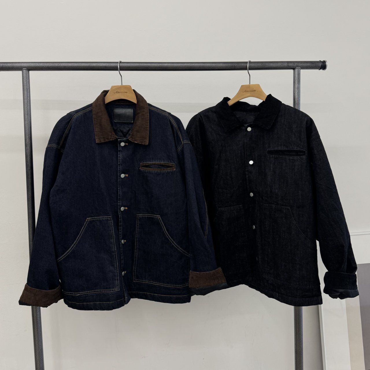 拼領洗水牛仔褸(薄夾棉) BY-453JK