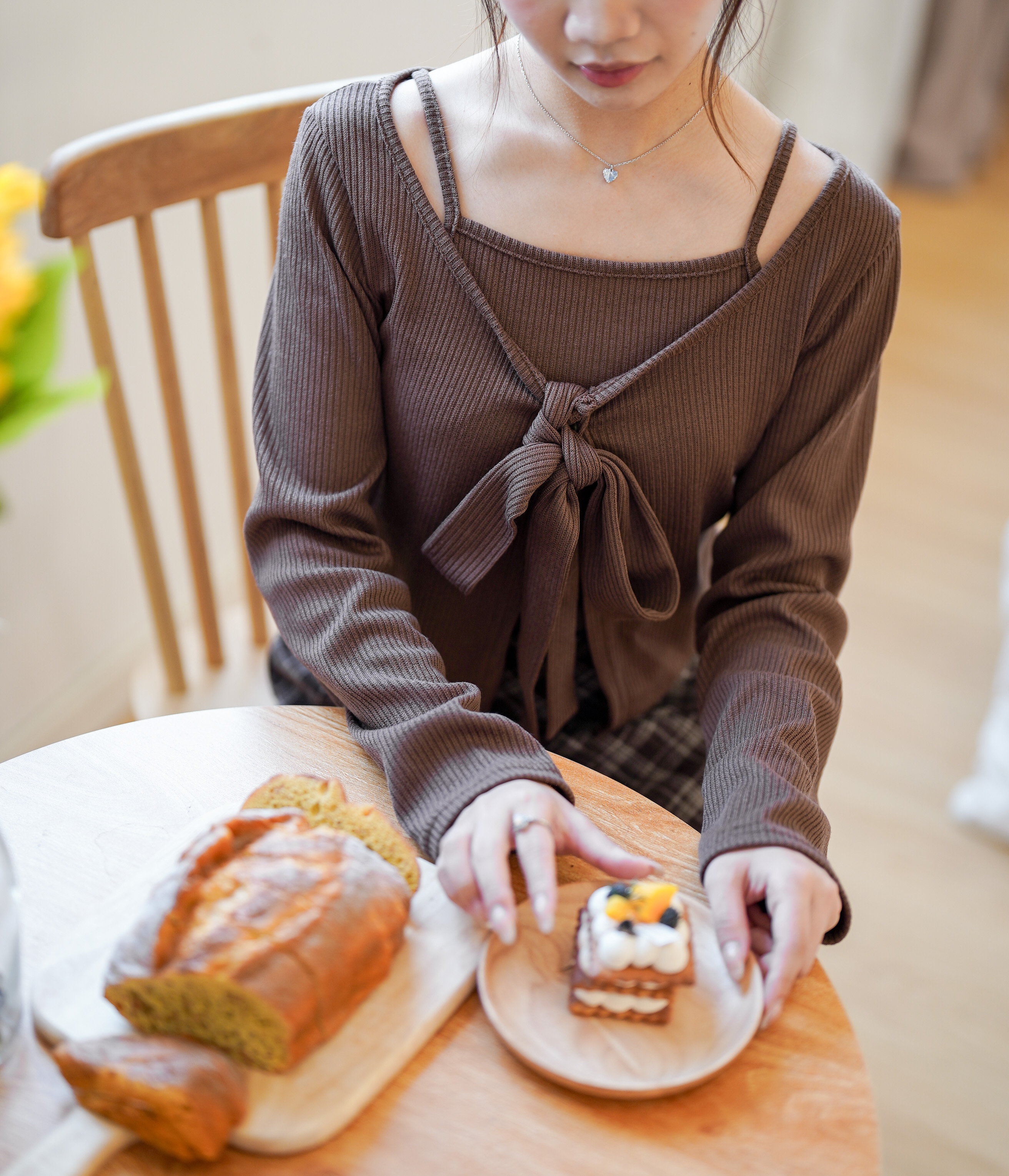 T1412 Skinny Scarf Top Set