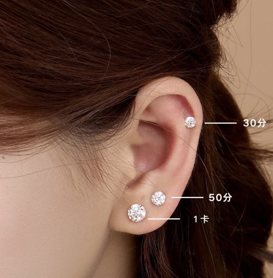 【預購】K1018888 D Colour頂級莫桑鑽耳環（925純銀）