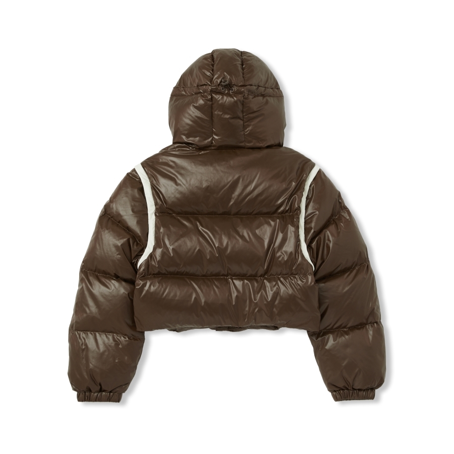 [K] NERDY W'S DETACHABLE SLEEVE GLOSSY DOWN JACKET_BROWN, PNEW23DJ0841 (KN25)