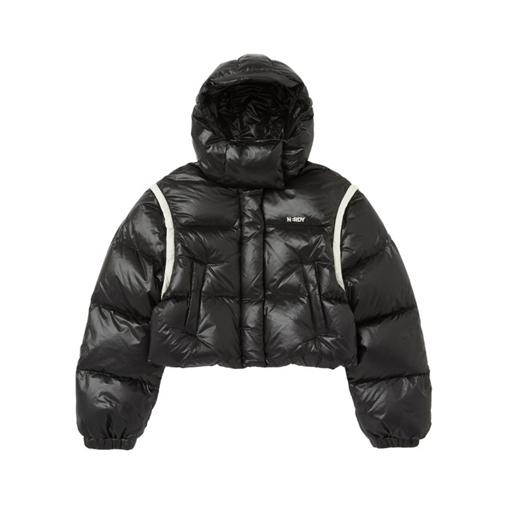 [K] NERDY W'S DETACHABLE SLEEVE GLOSSY DOWN JACKET_BLACK, PNEW23DJ0801 (KN23)
