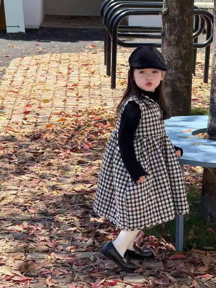 經典格子夾棉背心裙