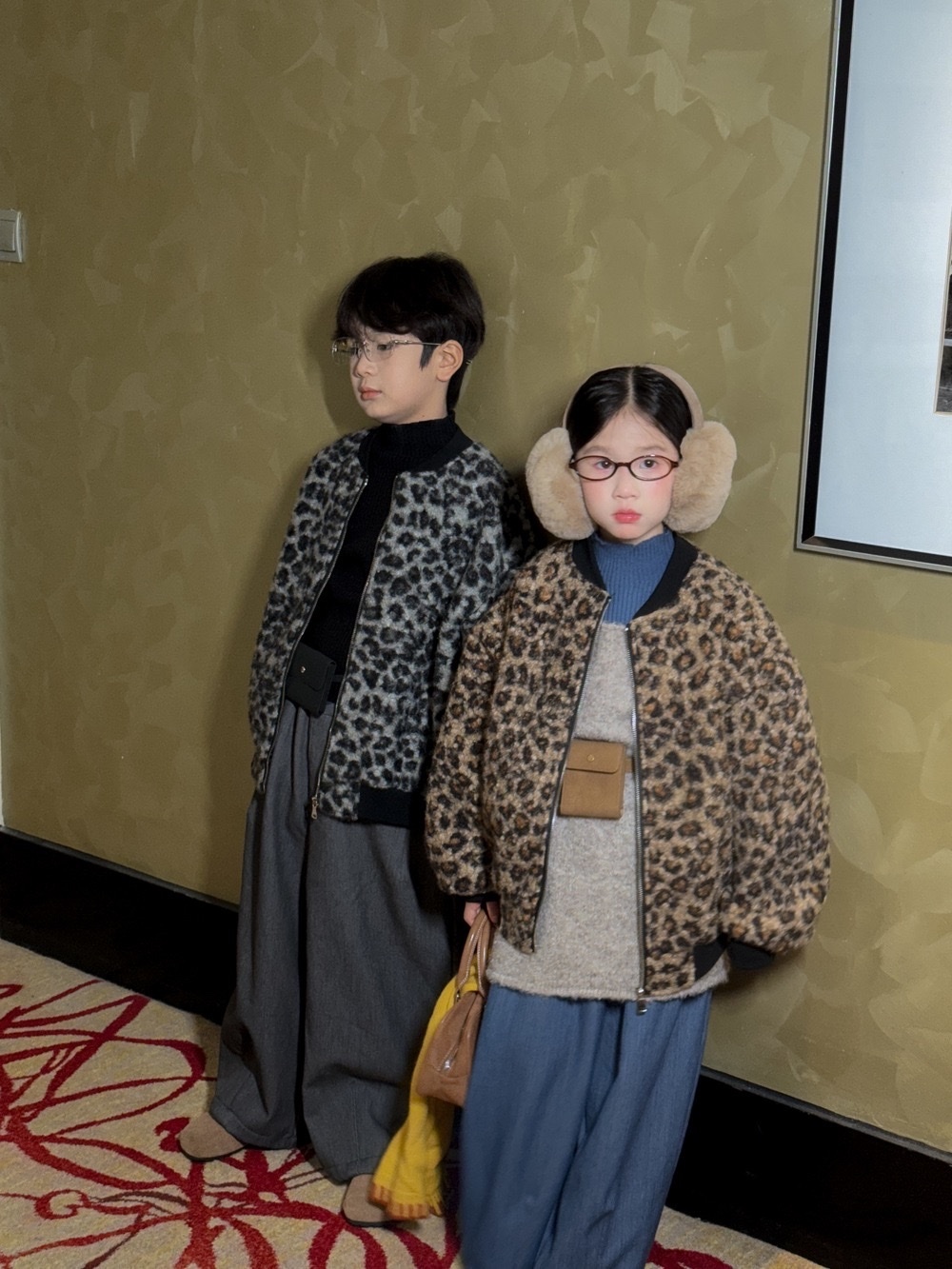 秋冬加厚豹紋拉鍊外套