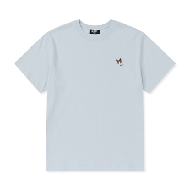[K] NERDY HANDSOME CAT WAPPEN S/S T-SHIRT_SOFT BLUE, PNEU25ST2565 (KN36)