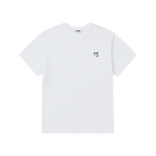 [K] NERDY SLEEPING CAT WAPPEN S/S T-SHIRT_WHITE, PNEU25ST2700 (KN43)