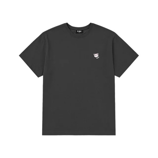 [K] NERDY SLEEPING CAT WAPPEN S/S T-SHIRT_CHARCOAL, PNEU25ST2720 (KN45)