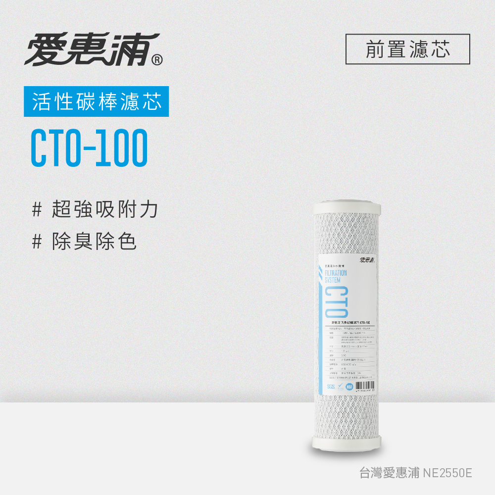 【EVERPURE愛惠浦】前置CTO100顆粒活性碳濾芯｜每年更換