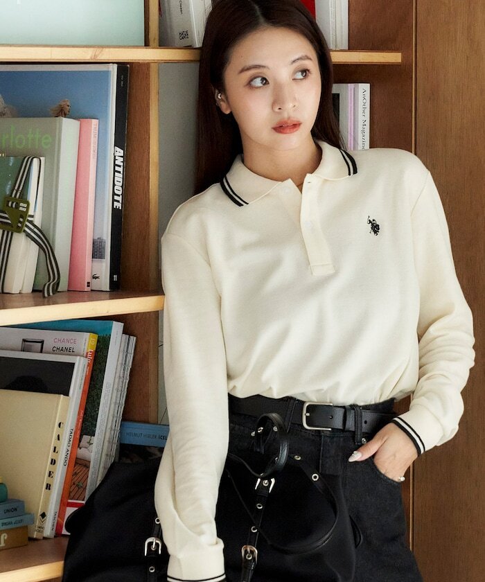 🇯🇵 U.S. POLO ASSN. X PUBLUX POLO衫 立領 線條 排扣 長袖 / 預購