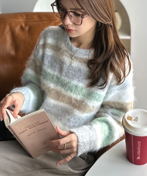 日本🇯🇵連線 Mily Bilet 色彩繽紛短版針織衫 拉絨材質 毛絨 針織 短版 套頭衫 長袖 3色(任買兩件711免運)/預購