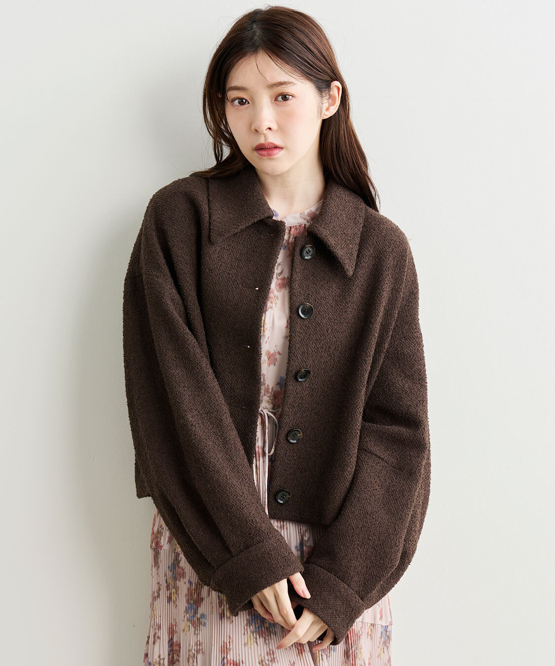 [預購] 折扣 COCO DEAL 圈圈紗短版領口大衣