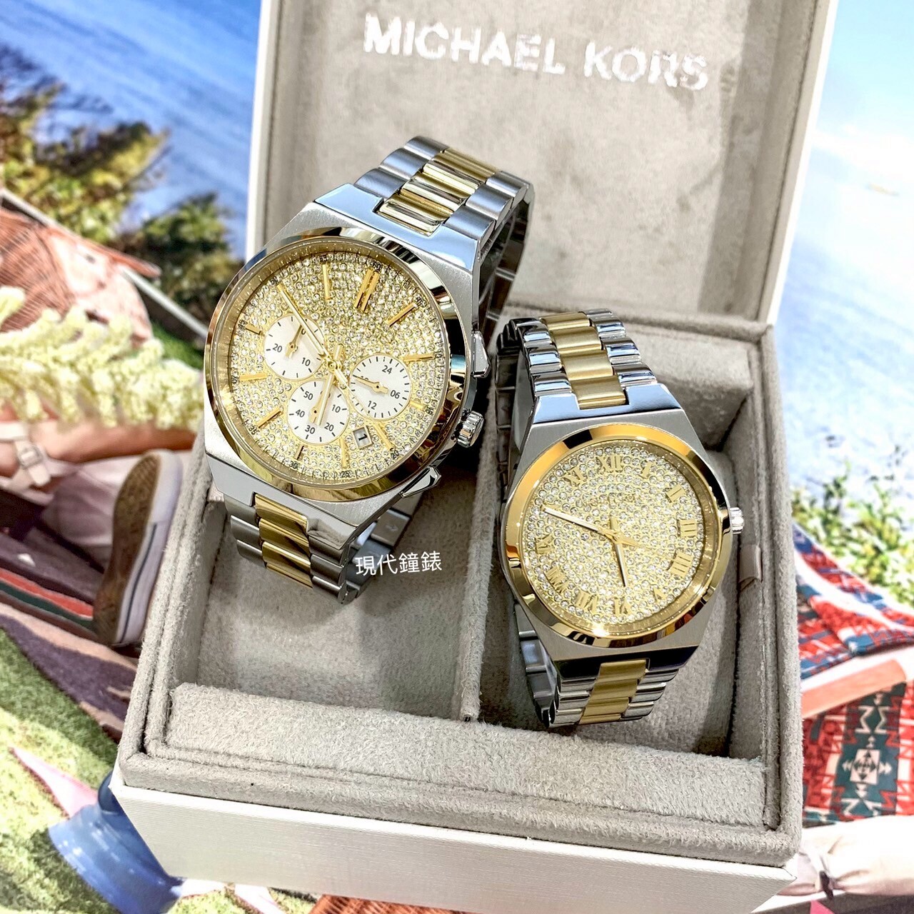 【MICHAEL KORS】晶鑽情侶套裝組MK7503SET 41mm/35mm 現代鐘錶