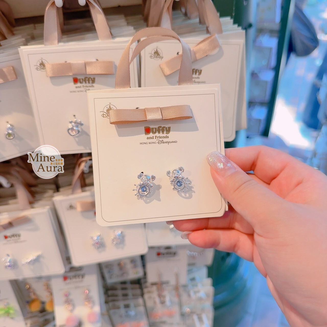 玲娜貝兒 Lina bell 大頭 亮鑽 簍空星星 造型 耳環 首飾 -香港迪士尼樂園