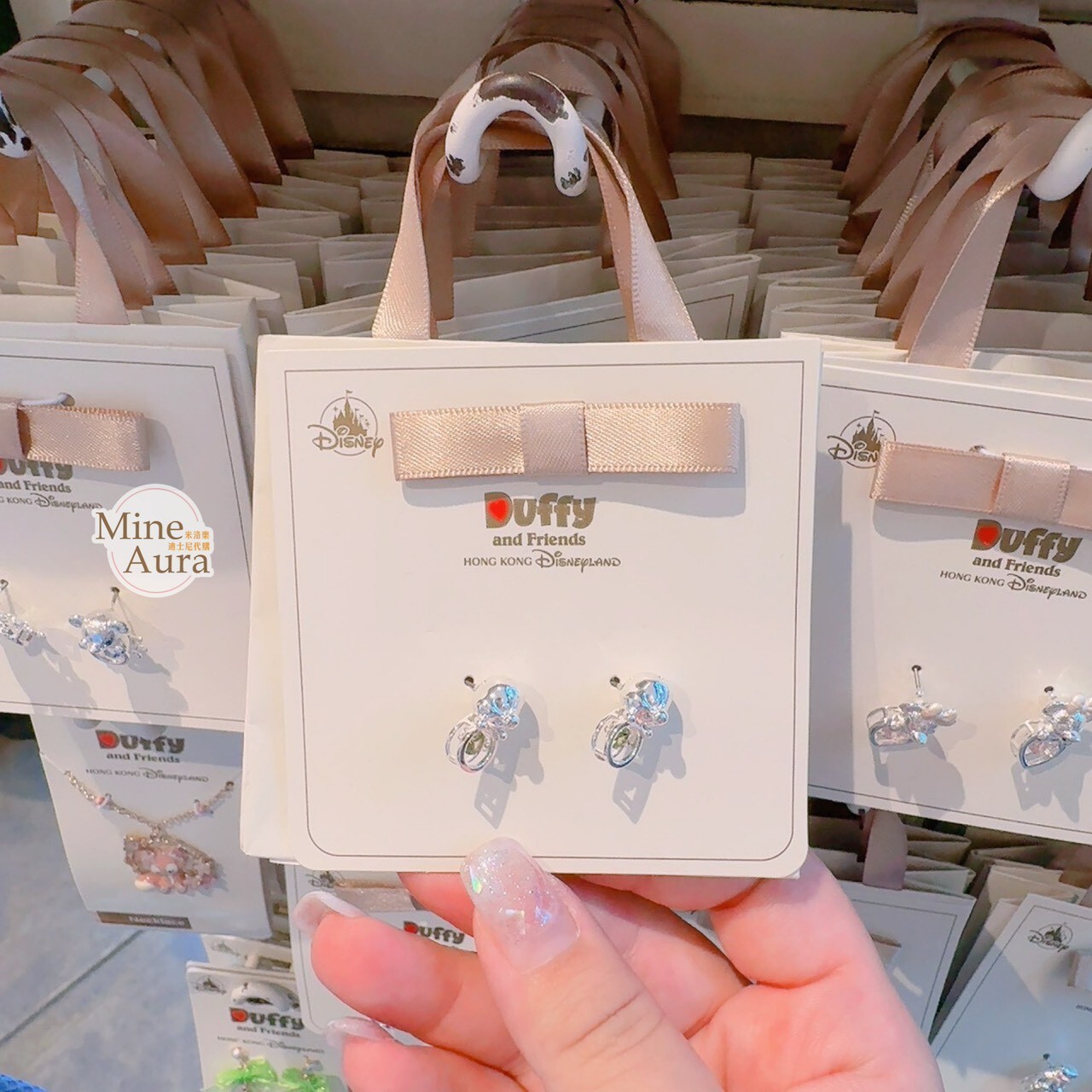 傑拉托尼 畫家貓 Gelatoni 大頭 亮鑽 簍空 造型 耳環 首飾 -香港迪士尼樂園