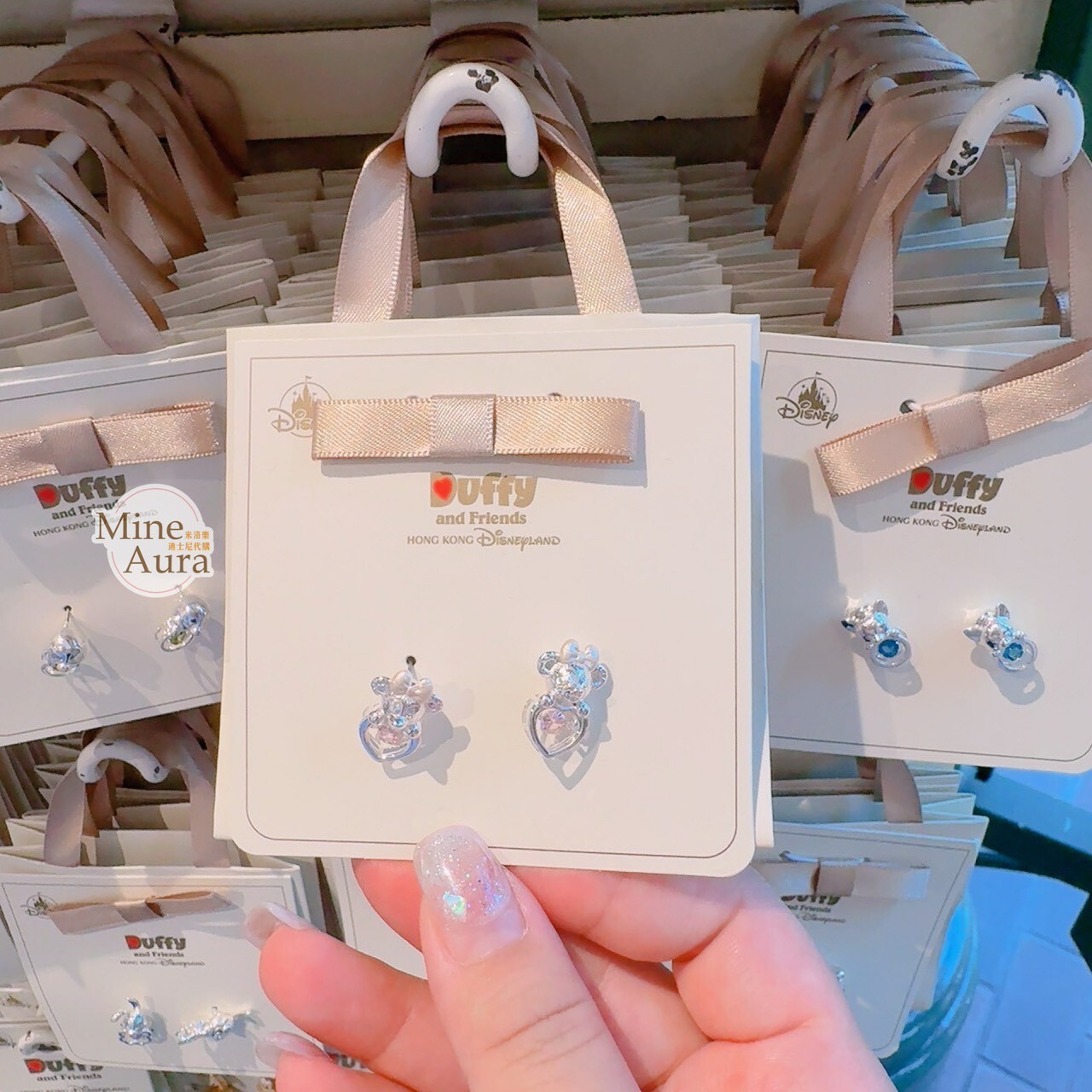 雪莉玫 ShellieMay 大頭 亮鑽 簍空愛心 造型 耳環 首飾 -香港迪士尼樂園