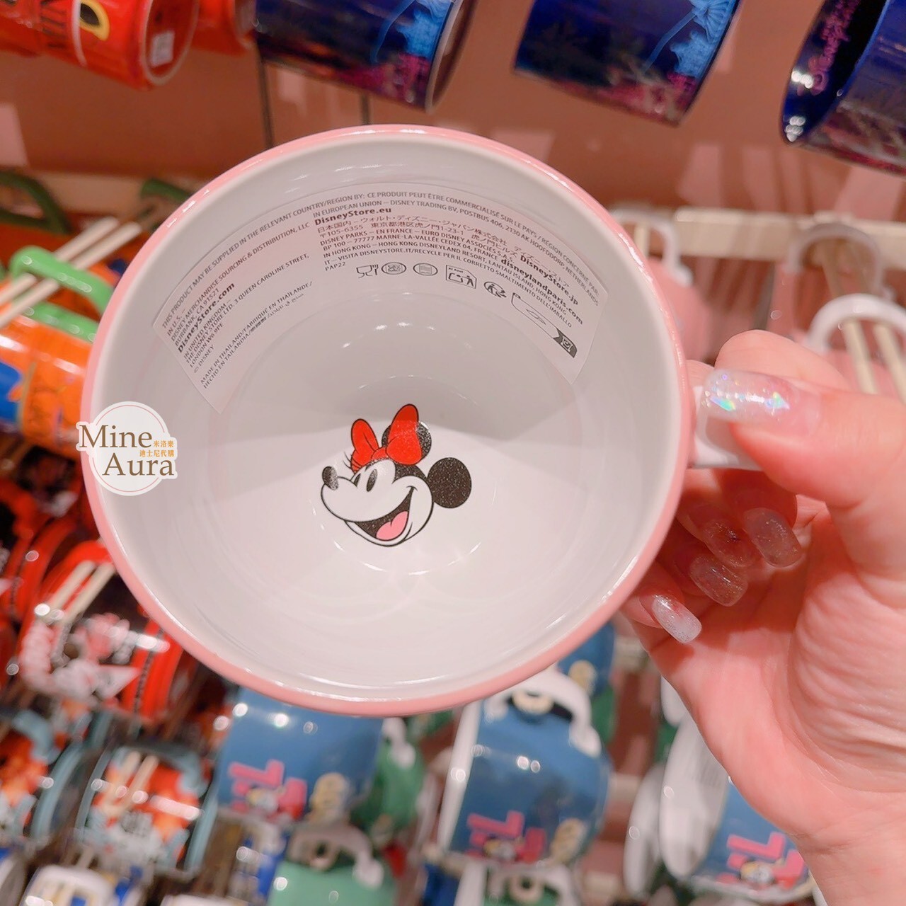 米妮 Minnie 睡衣 圖案 粉色底 馬克杯 水杯 -香港迪士尼樂園