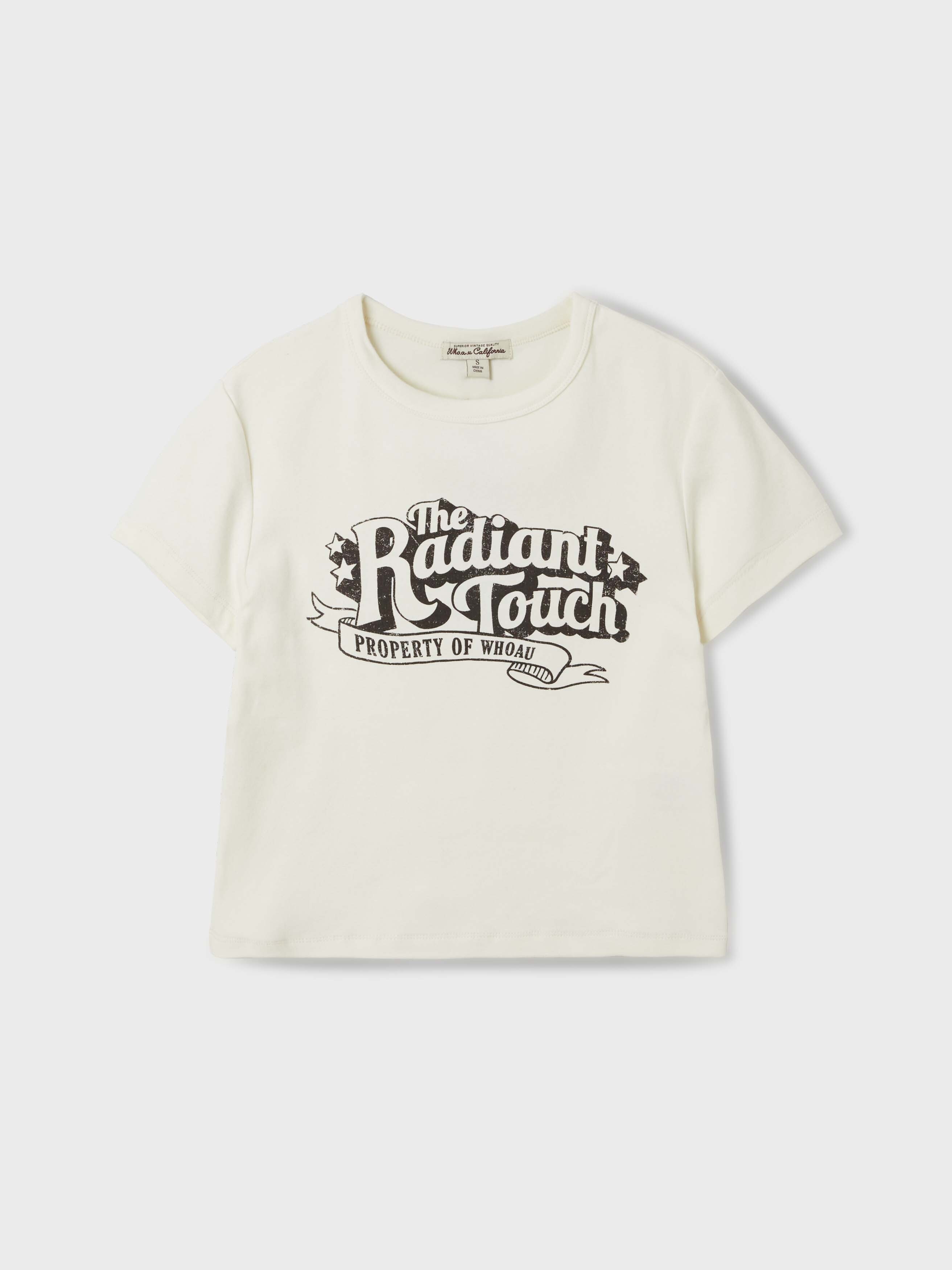 WHO A U - Printing Fitted Crop T-shirt *2色* (WHRAF2531F)