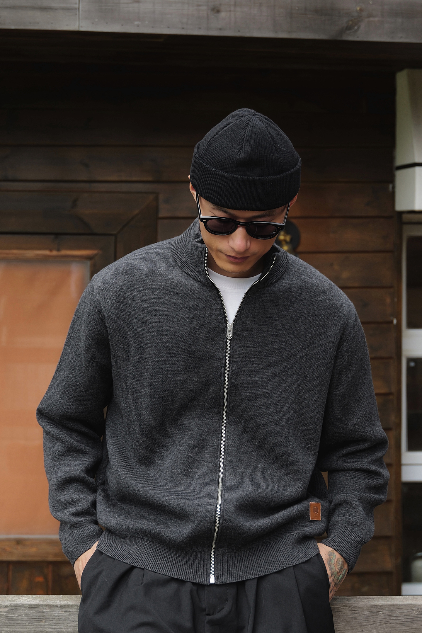 Unbent 25 A/W 羊毛混紡純色立領外套