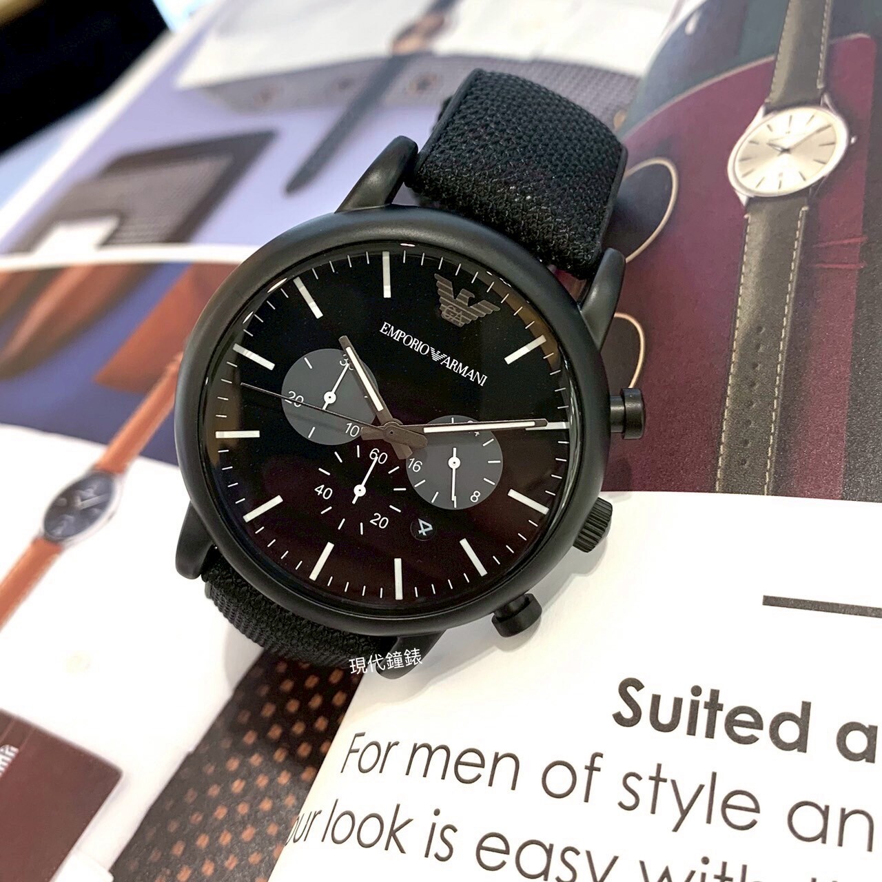 【EMPORIO ARMANI 亞曼尼】經典矽膠錶帶設計大三眼AR11450 46mm 現代鐘錶