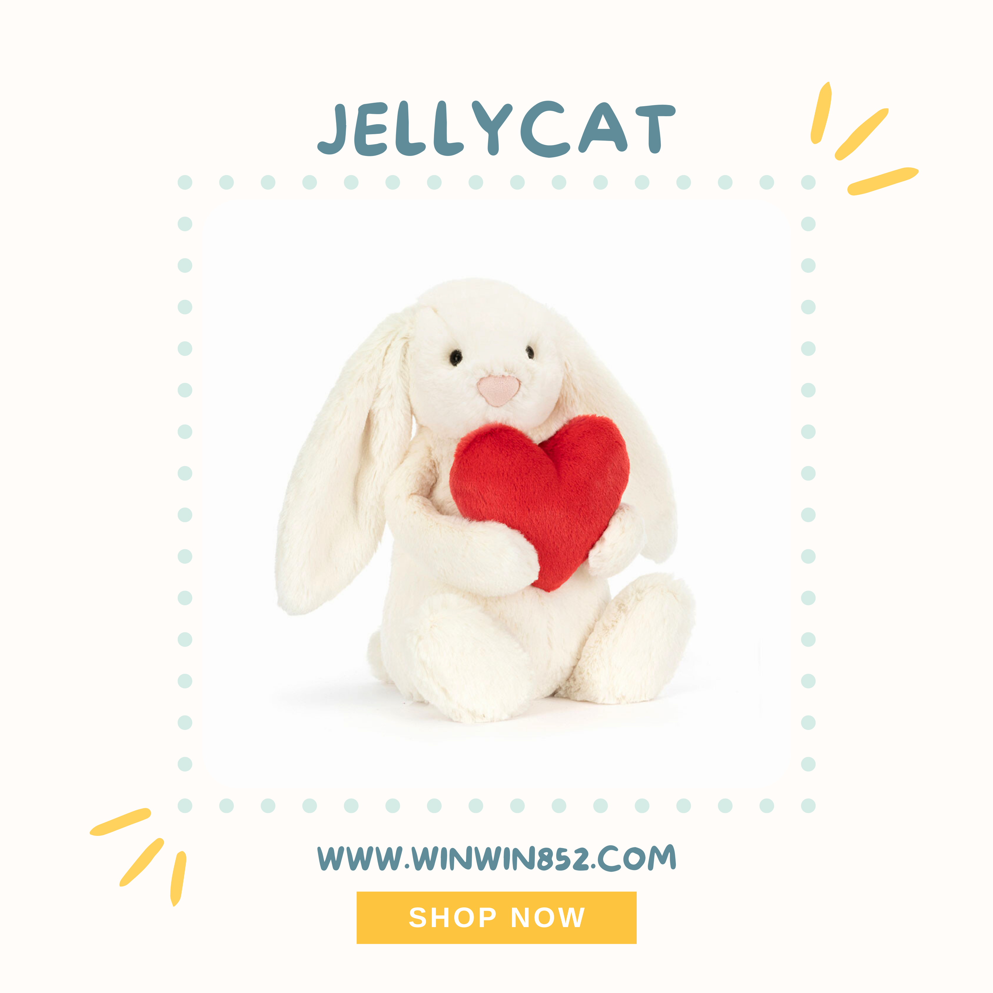 Jellycat Bashful Red Love Heart Bunny 31cm