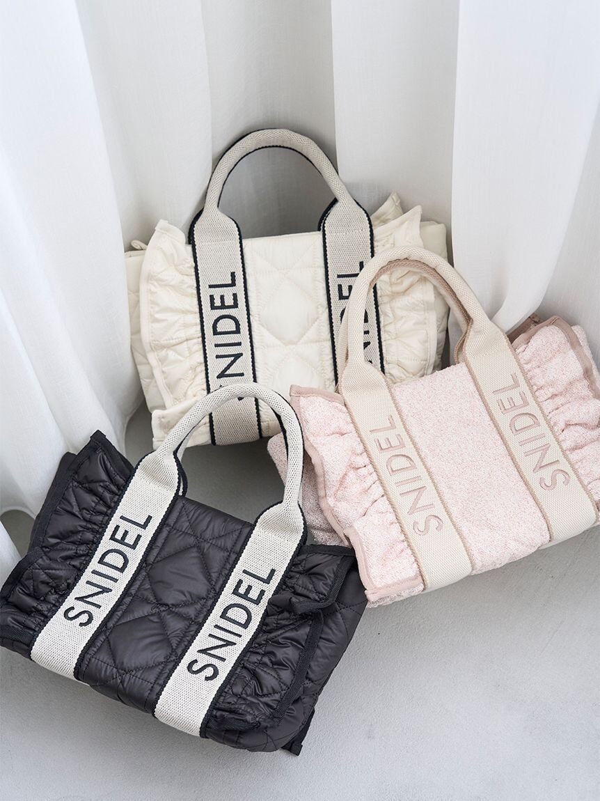 [預購]SNIDEL荷葉絎縫LOGO托特包