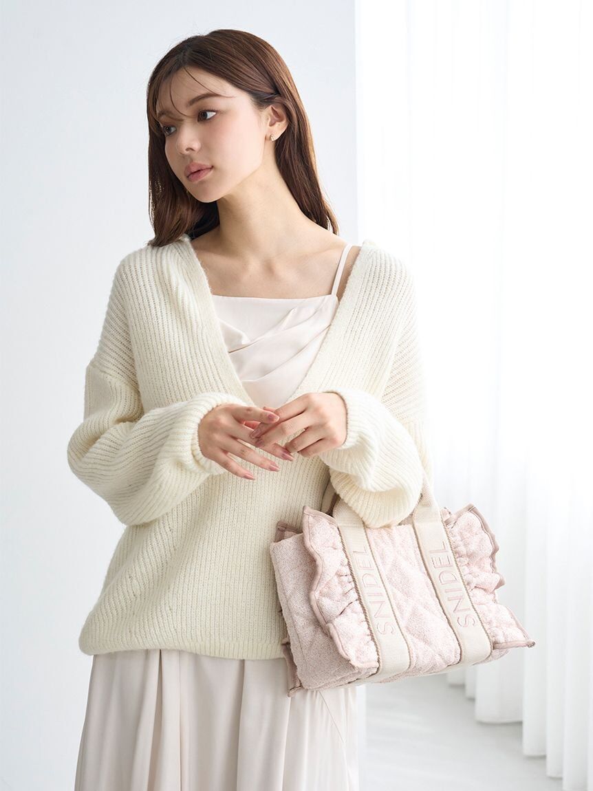 [預購]SNIDEL荷葉絎縫LOGO托特包