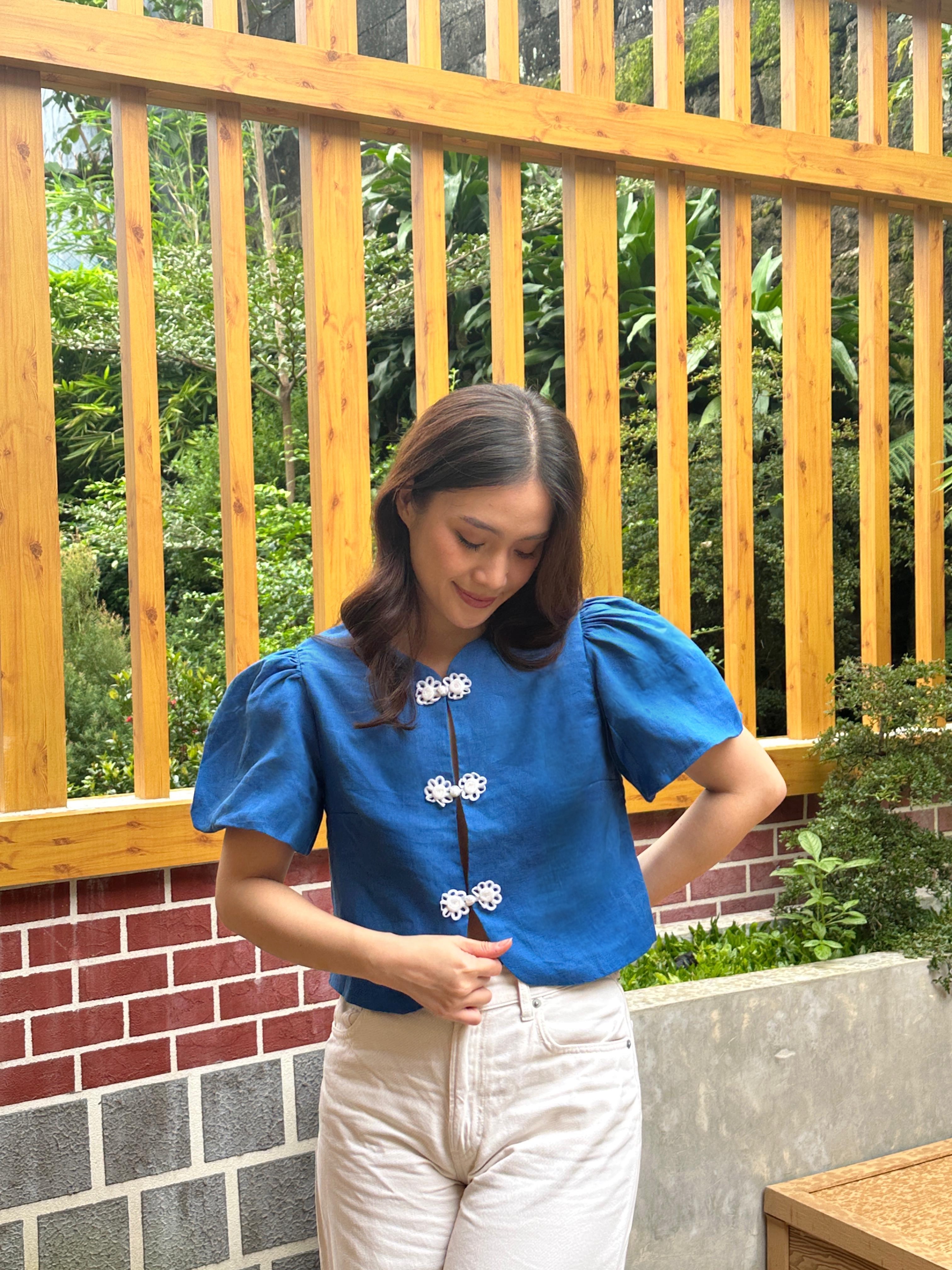 Agatha Top - Pure Linen Blue