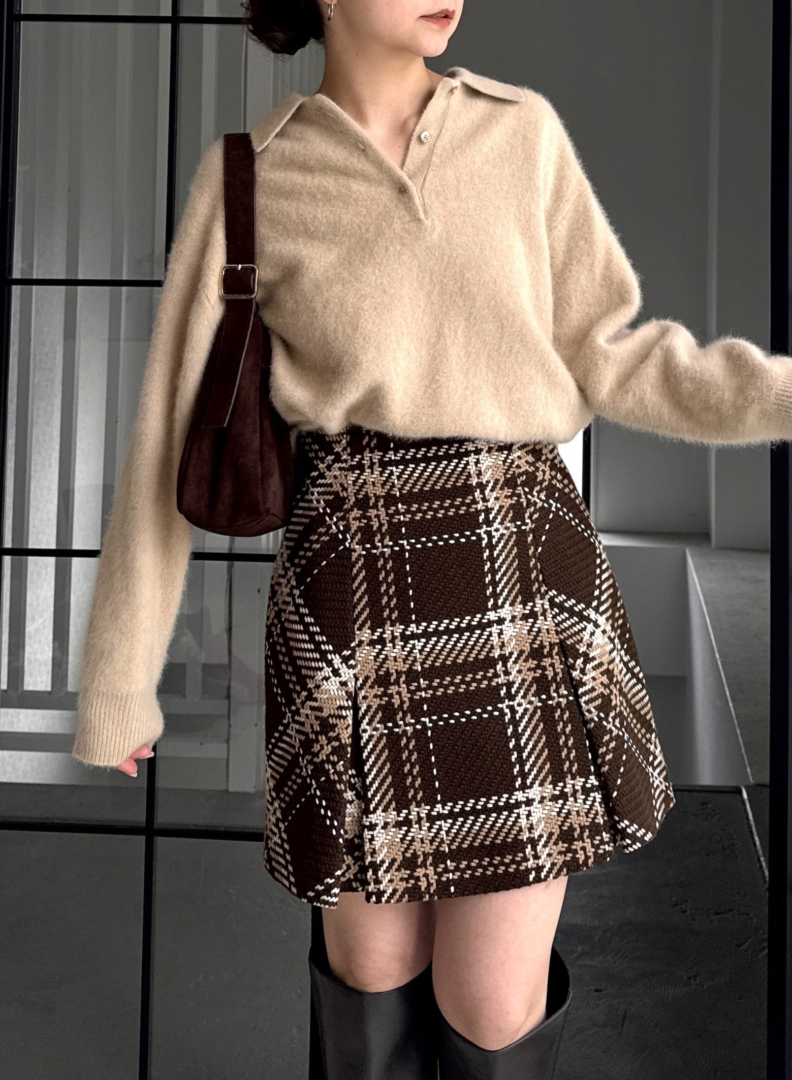 [預購]折扣SNIDEL格紋毛呢迷你裙