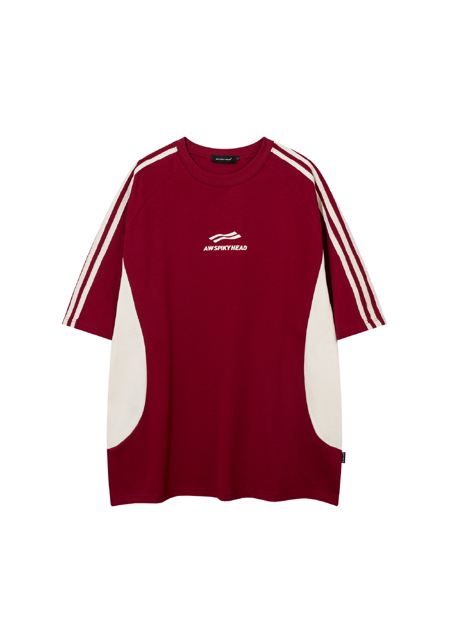 SIMPLEACTION美式復古拼接條紋運動上衣