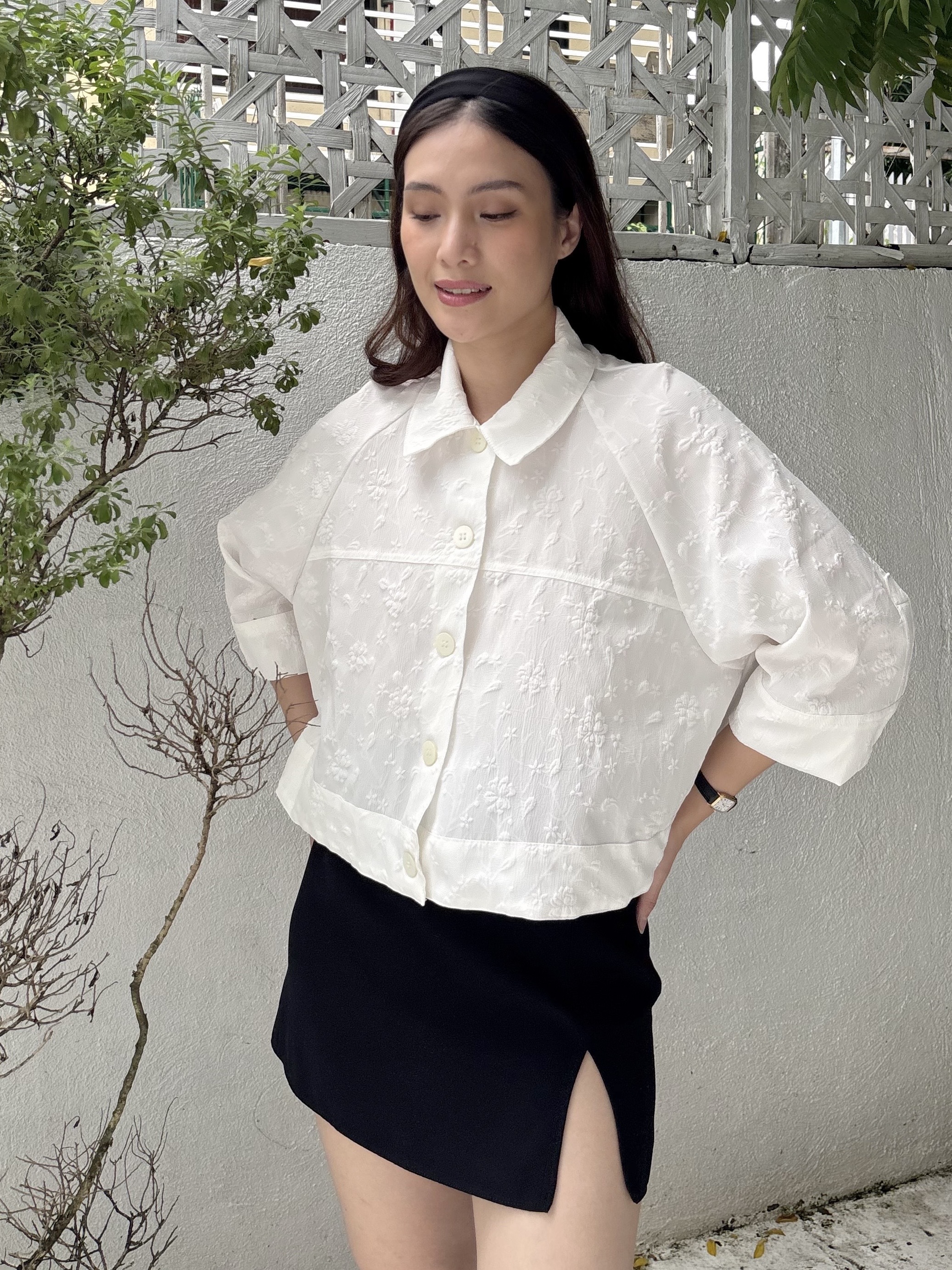 Maisie Embossed Floral Cape Top