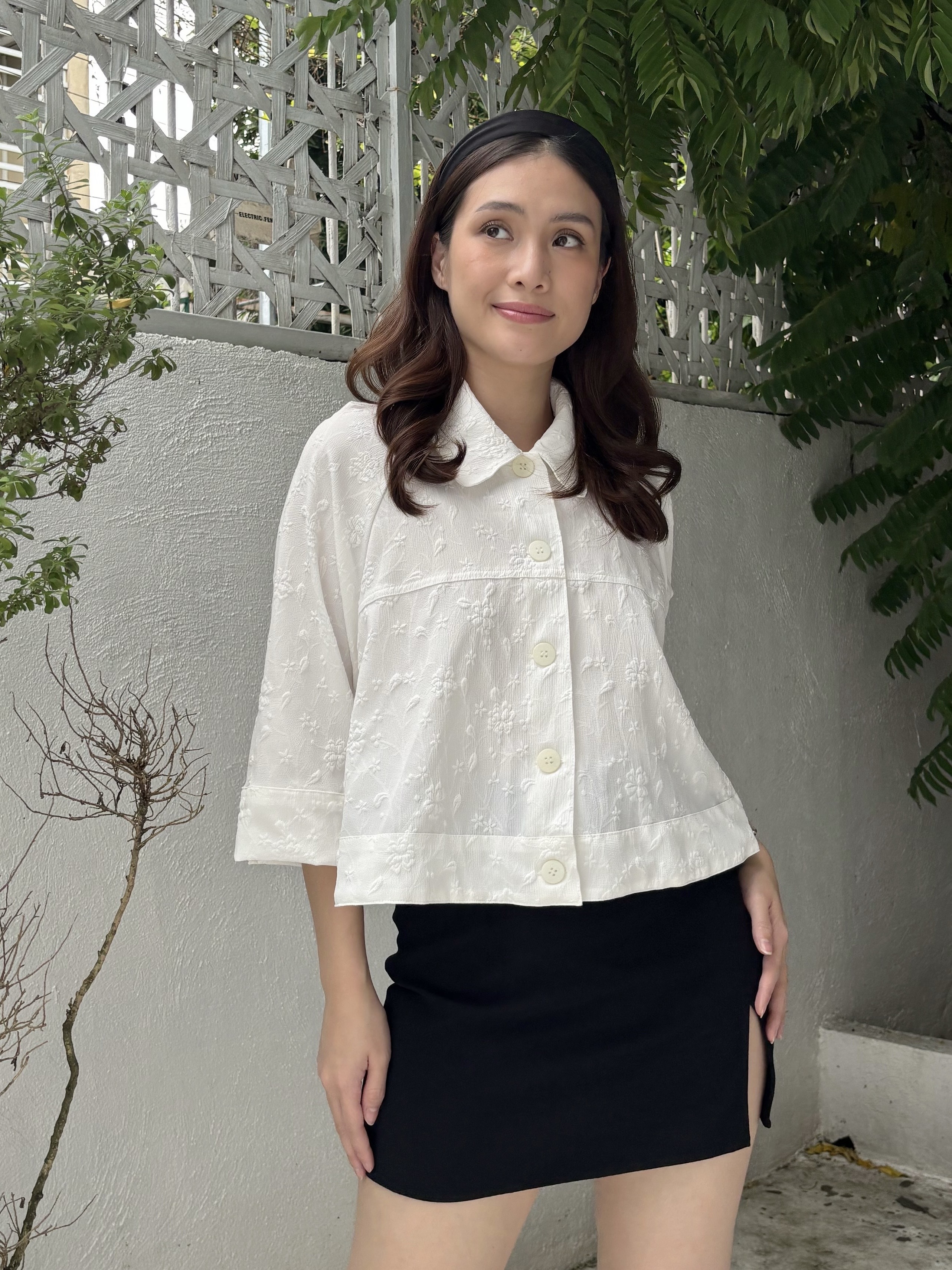 Maisie Embossed Floral Cape Top