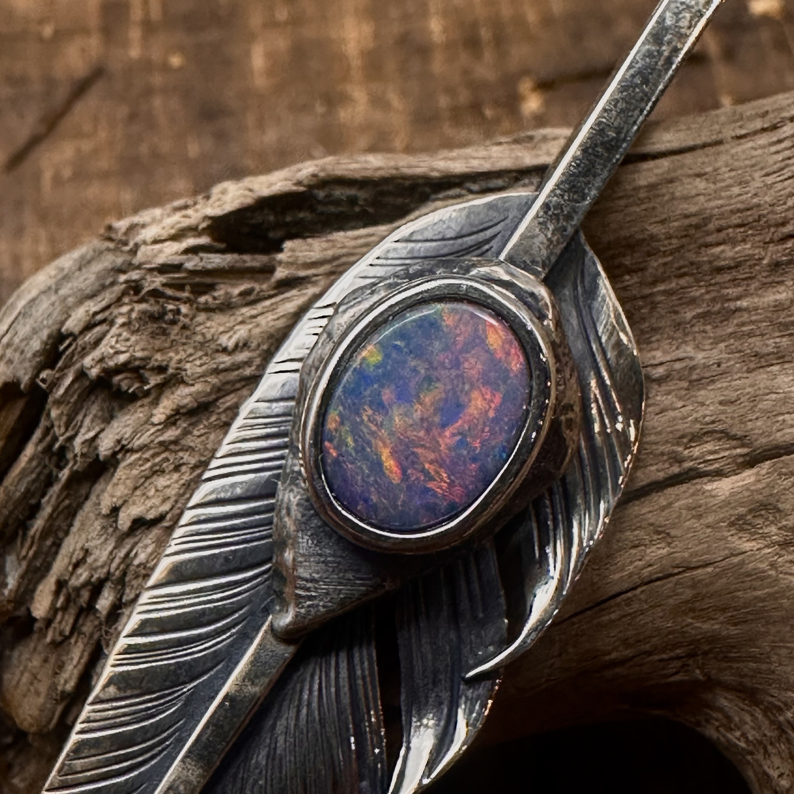 *Black Venom Jewelry- Freedom & Prayer全銀斬風羽鑲澳洲蛋白石