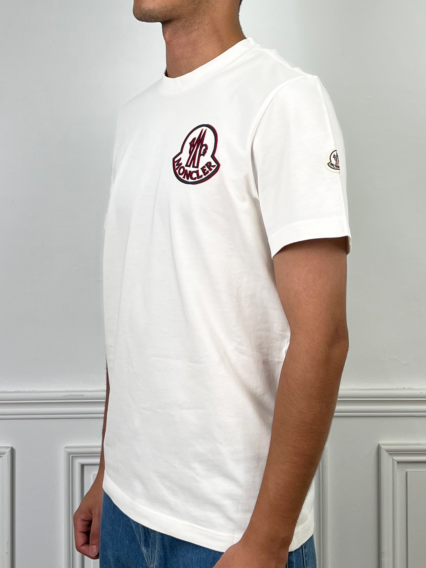 Moncler 紅藍雙色大logo短袖【 K20918C0005789AZ9034】