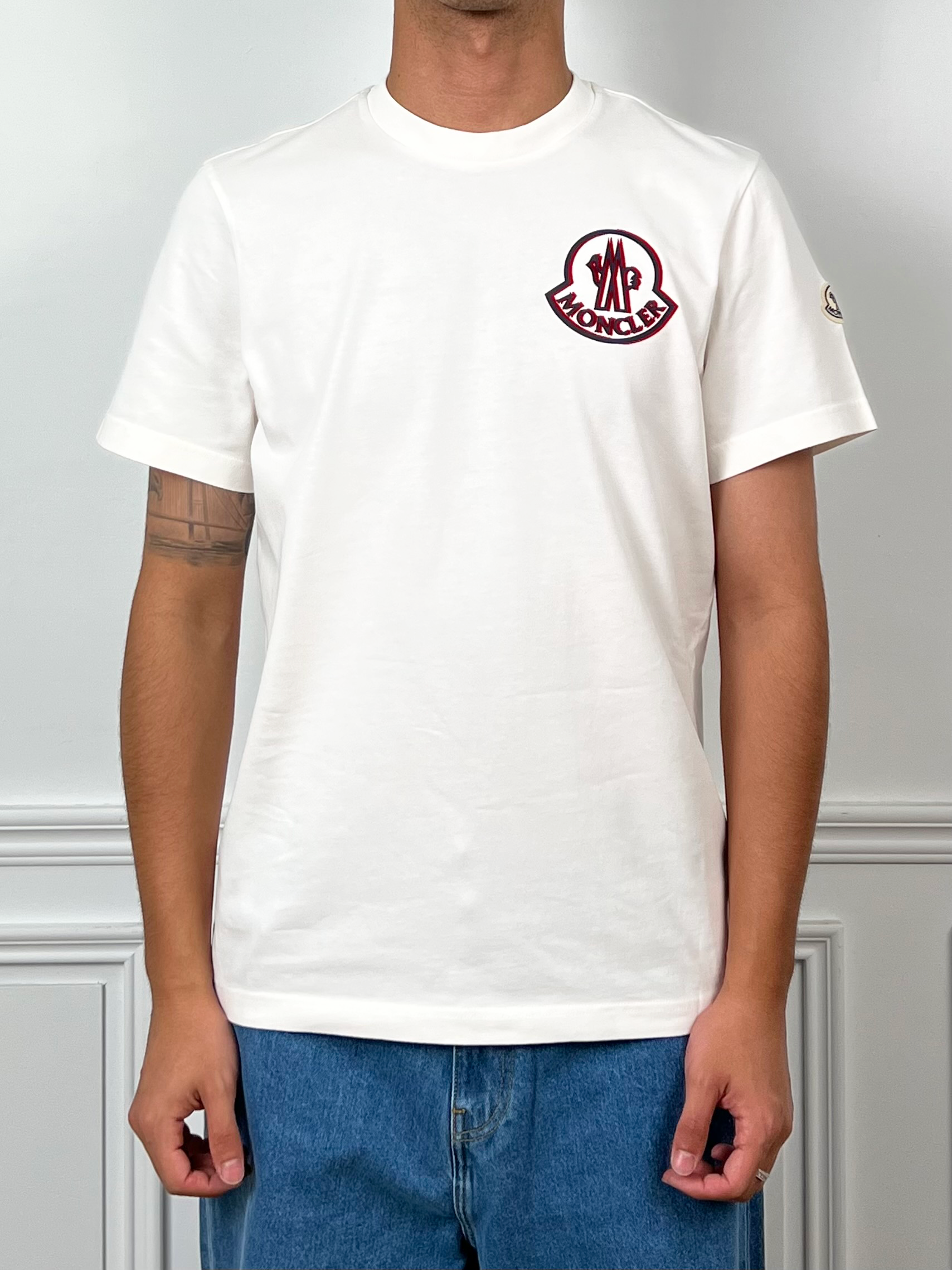 Moncler 紅藍雙色大logo短袖【 K20918C0005789AZ9034】