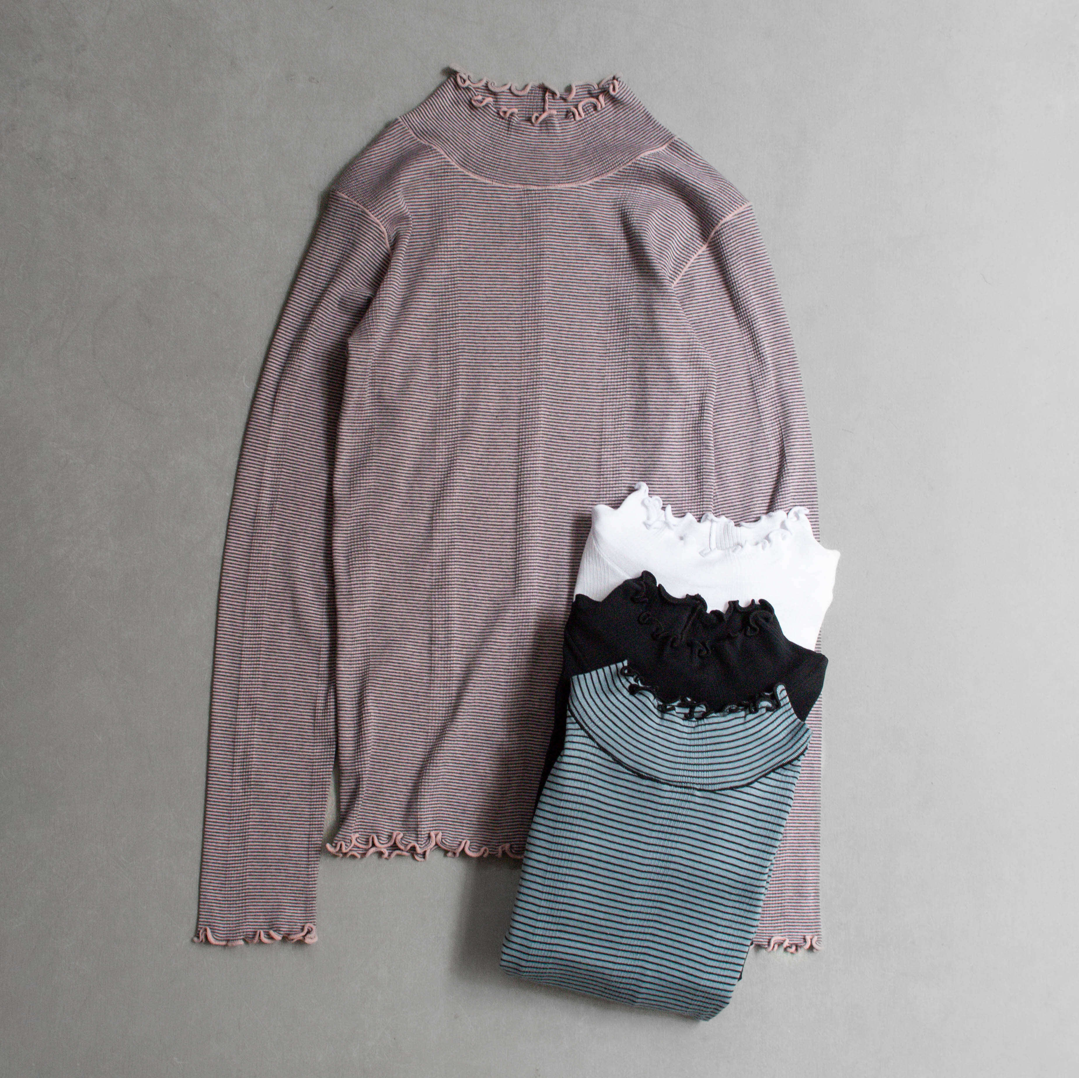 ROBERT P MILLER 860C PANEL-RIB T/N TEE 木耳邊 高領 長袖 T恤