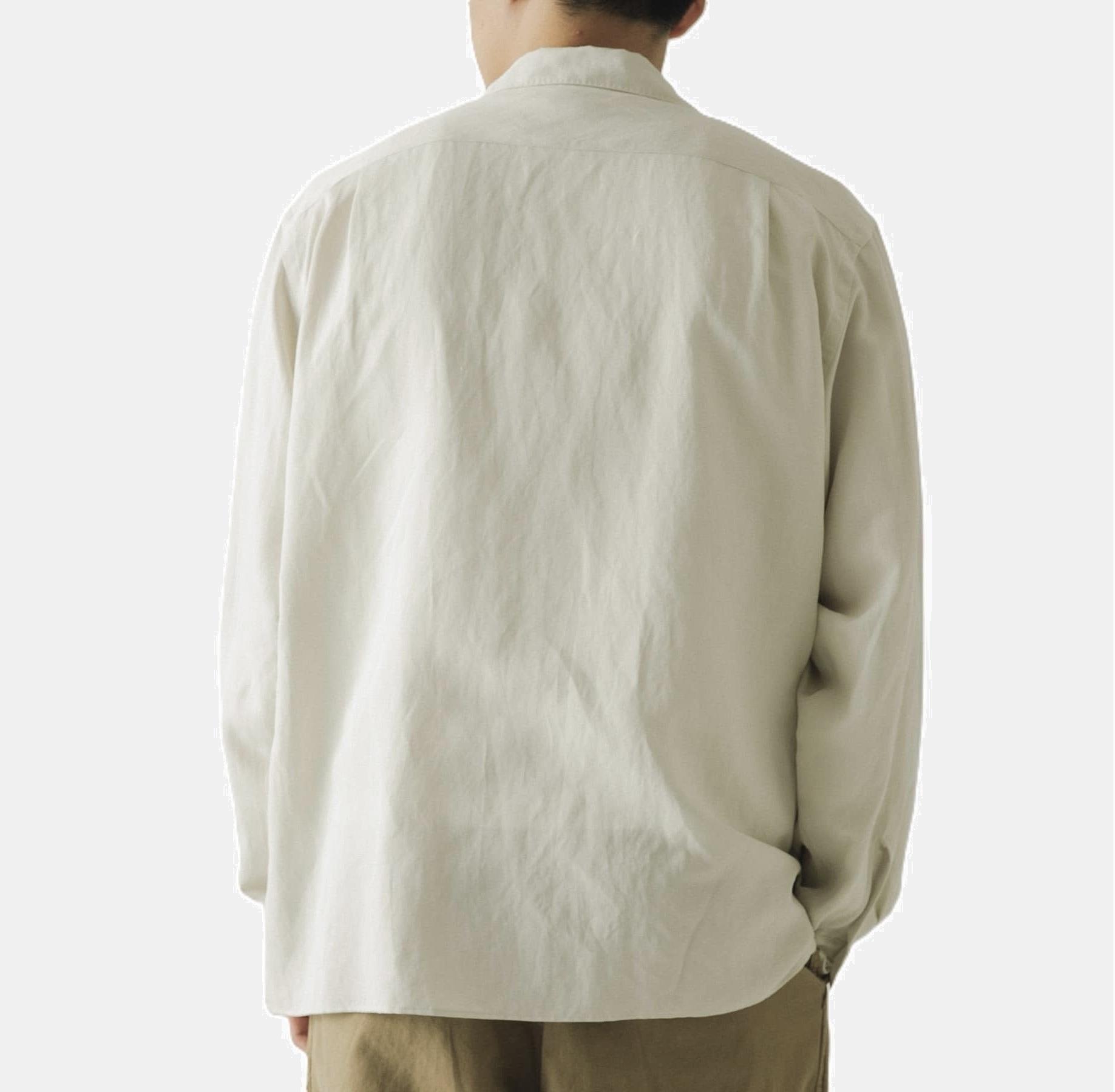 10/19 RE-STOCK: A.PRESSE 2025 SILK LINEN OPEN COLLAR SHIRT L/S (25SAP-02-05H) - PRE ORDER ITEM (預訂中)