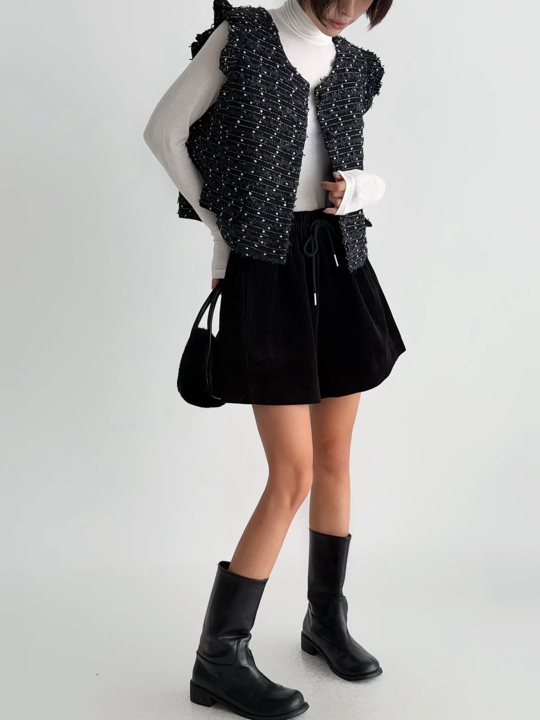 燈芯絨綁帶短褲