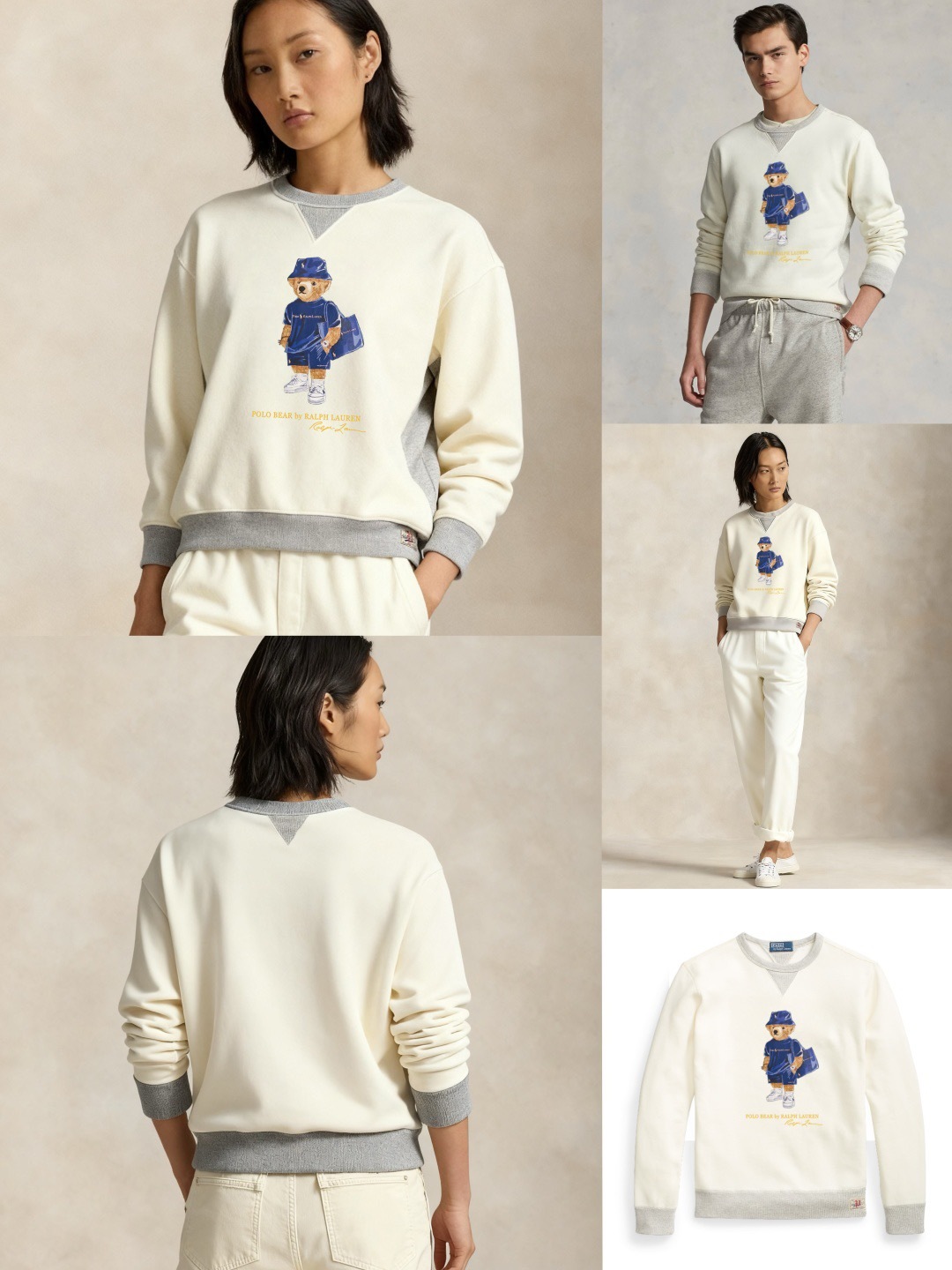 Pol*o 胸前背包小熊三角領長袖Tee- 2502516