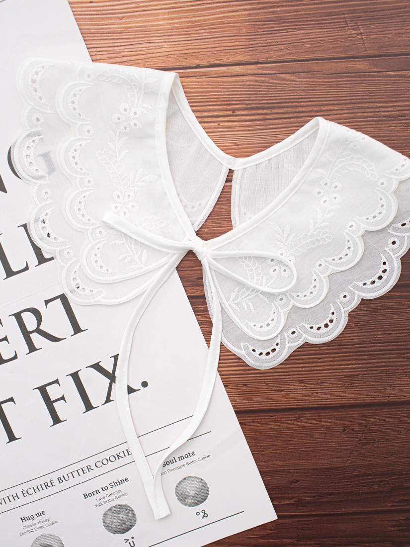 布蕾絲繡花雙層領片