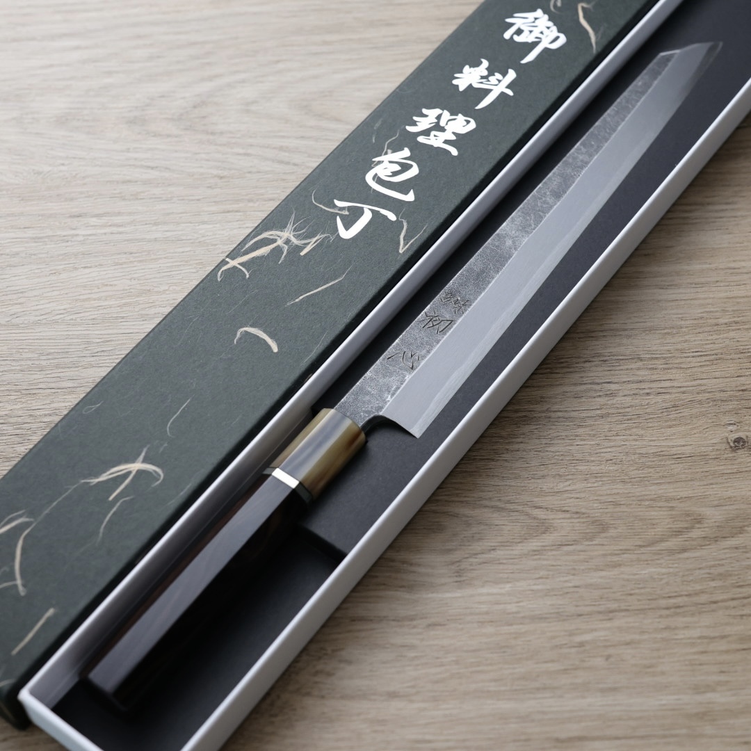 初心 白鷺 切付柳刃 270mm 青二鋼 黑打