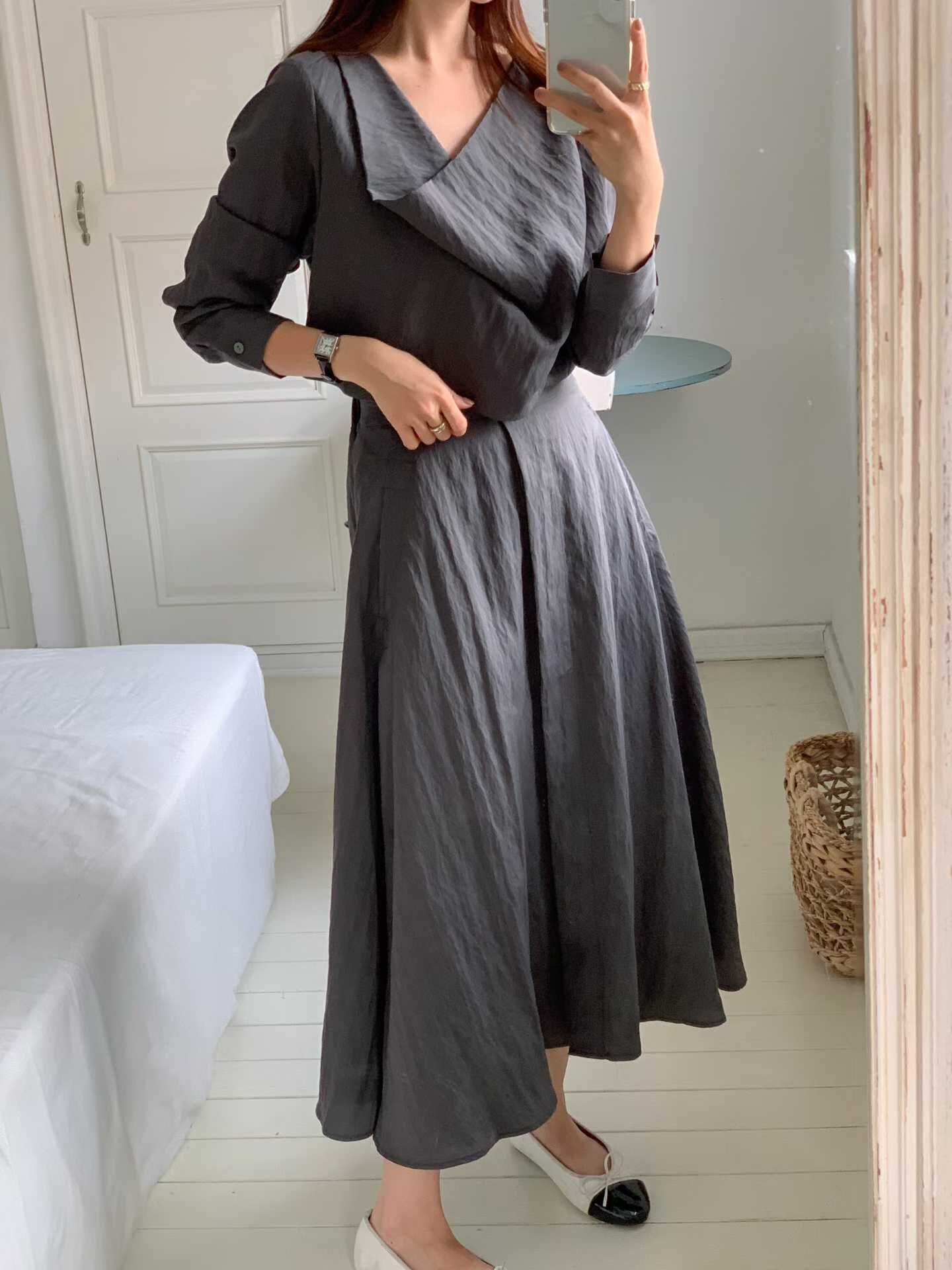 GI5129 微皺垂墜長裙