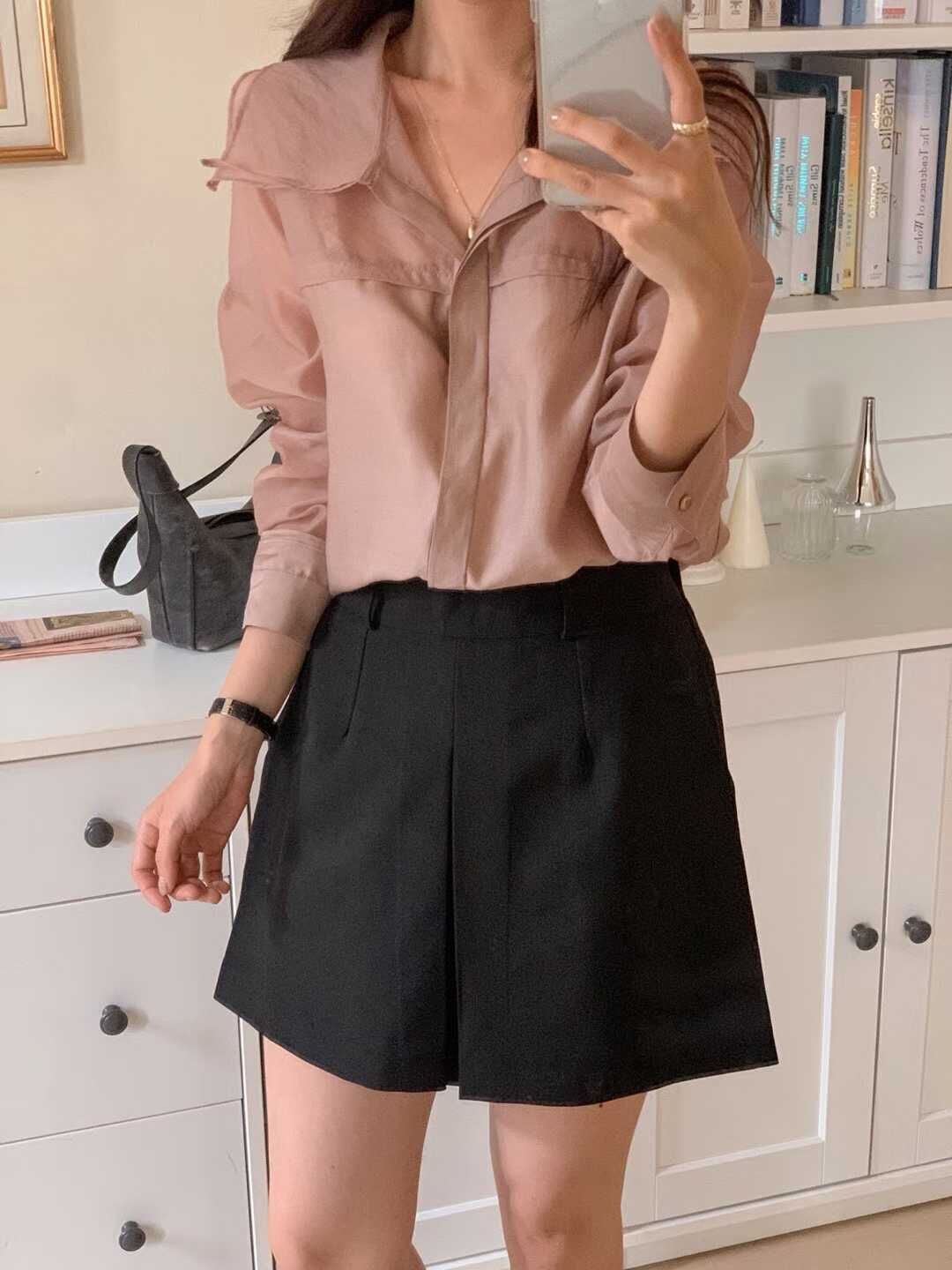 GI5132 雙層壓領摺透膚恤衫