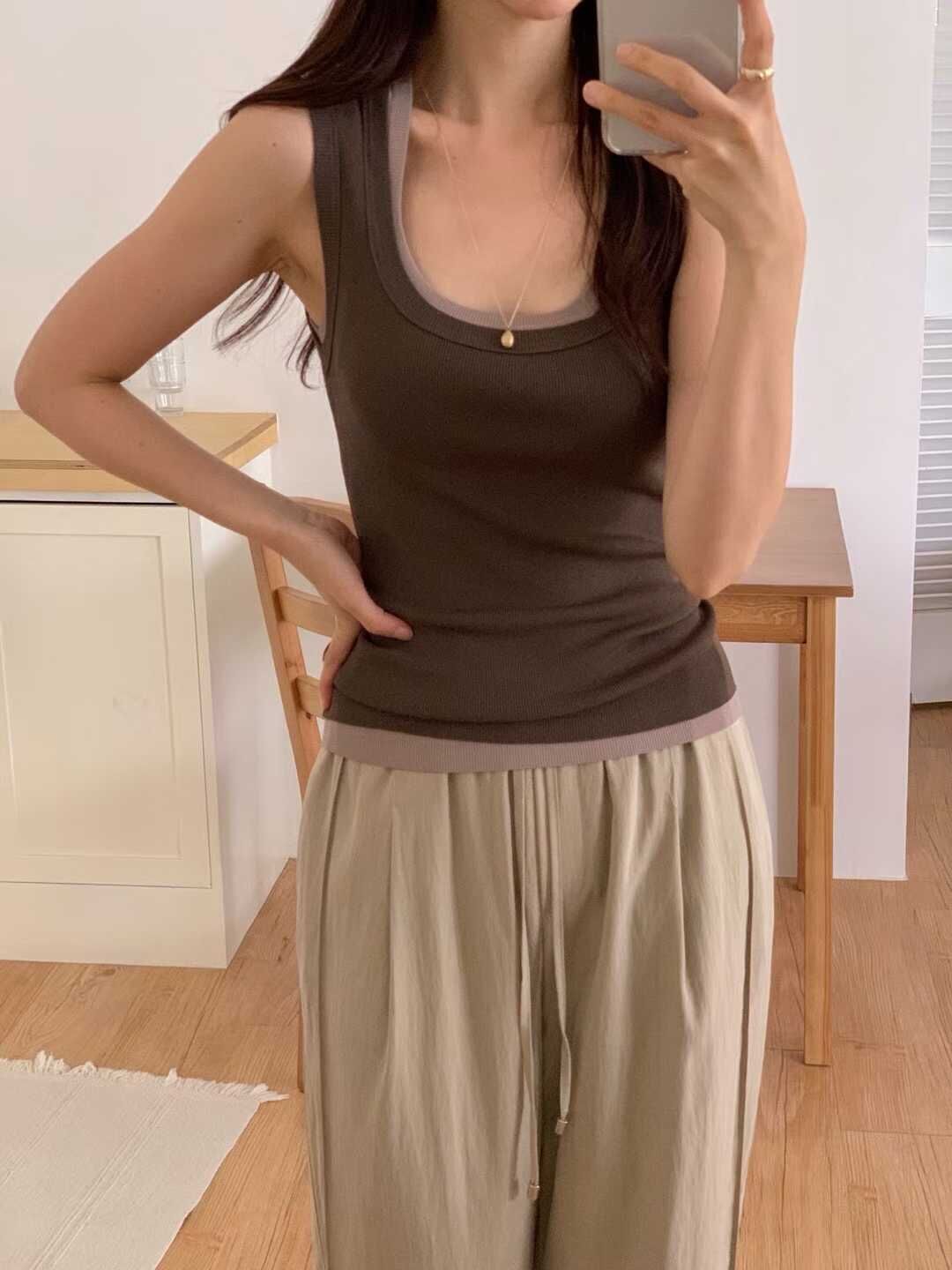 GI5137 大U領粗肩帶背心