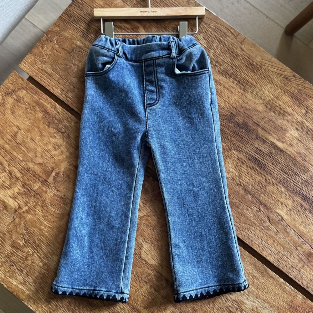 【現貨】130  MNN 刺繡褲腳牛仔直筒褲