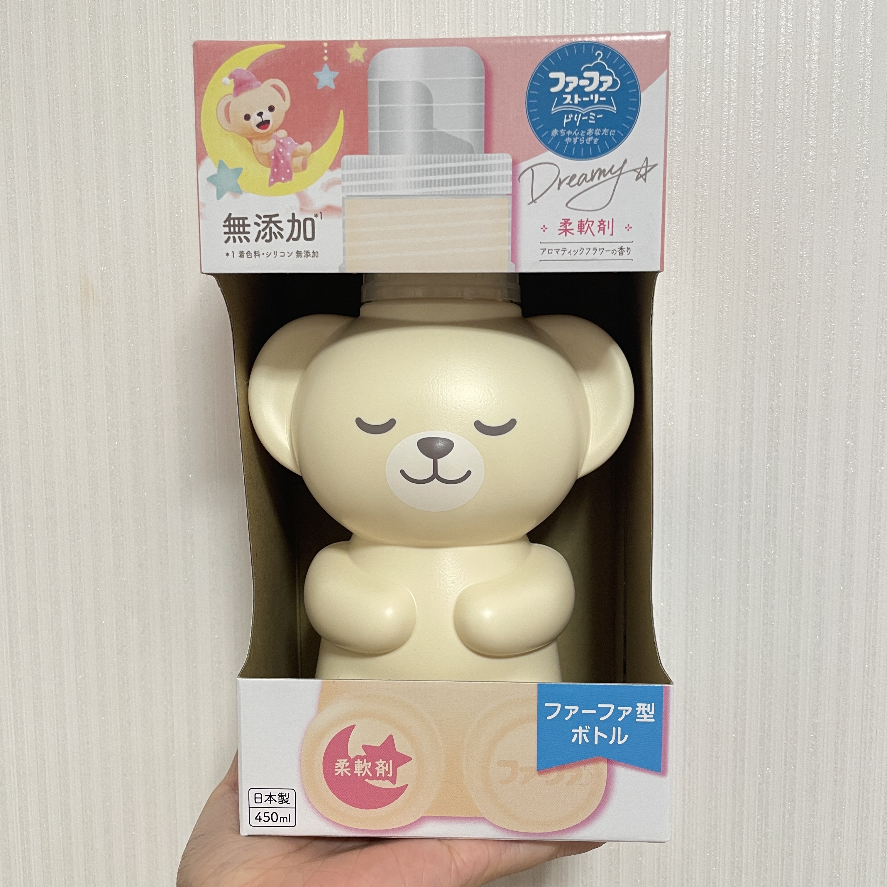 【日本限定】JP 熊寶寶造型無添加抗菌柔順劑 粉 芳香花香味 450ml 1550 TK251019