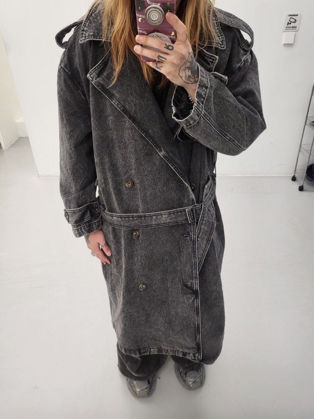 洗水孖襟牛仔長褸 GLAMOUR-126JK