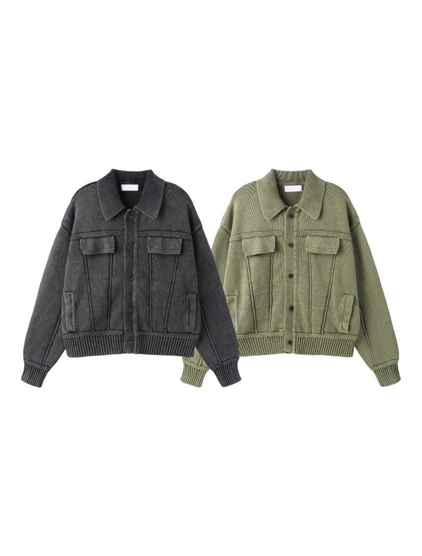 反領開胸針織外套 Lowell-073JK