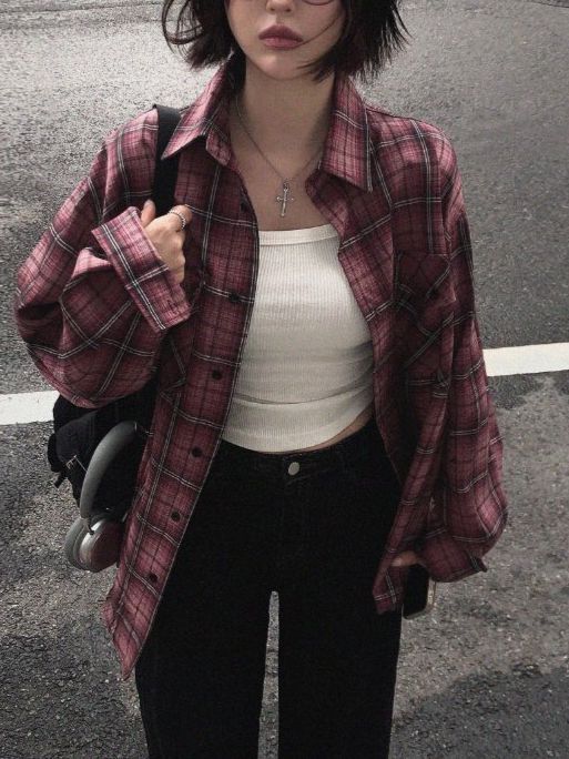 格仔長袖恤衫 Lowell-076S